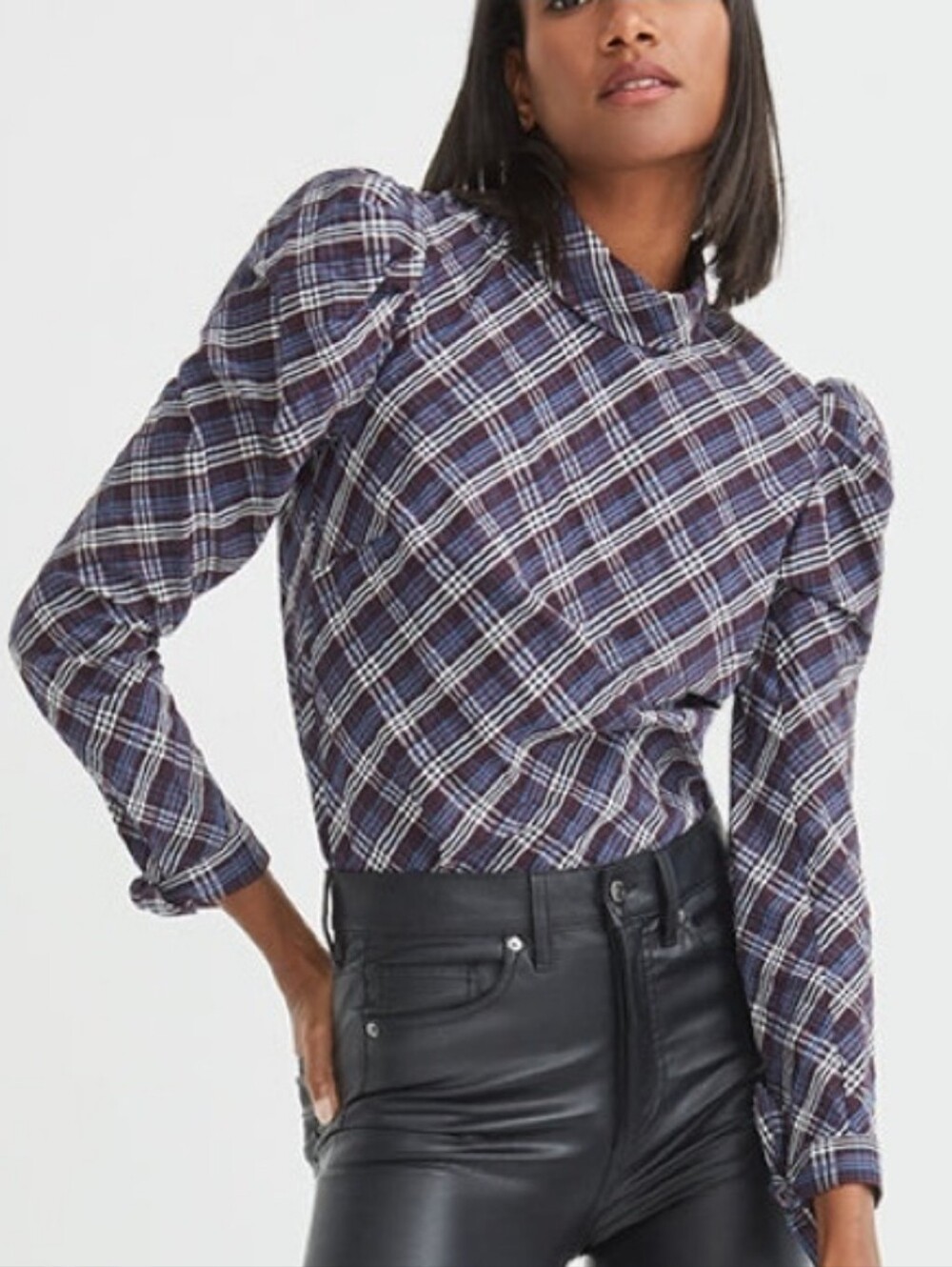 Veronica Beard Isabel Plaid Top Wine Multi Women's 2 Office Buisness